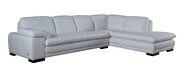 Right-facing white leather low-profile modern sectional additional photo 4 of 9