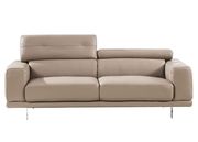 Modern low-profile leather sofa in taupe additional photo 2 of 1