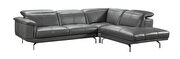 Bone beige leather contemporary sectional sofa by Beverly Hills additional picture 2