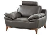 Modern gray leather sofa w/ adjustable arms additional photo 4 of 3