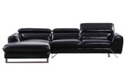 Modern low-profile sectional in black leather additional photo 2 of 2