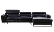 Modern low-profile sectional in black leather additional photo 2 of 2