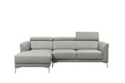 Sleek modern left-facing gray leather sectional by Beverly Hills additional picture 11