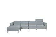 Sleek modern left-facing gray leather sectional by Beverly Hills additional picture 5