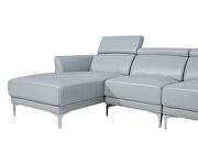 Sleek modern left-facing gray leather sectional by Beverly Hills additional picture 6