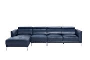 Sleek modern left-facing blue leather sectional by Beverly Hills additional picture 2