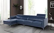 Sleek modern left-facing blue leather sectional by Beverly Hills additional picture 6