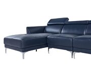Sleek modern left-facing blue leather sectional by Beverly Hills additional picture 7