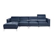 Sleek modern left-facing blue leather sectional by Beverly Hills additional picture 8