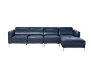 Sleek modern right-facing blue leather sectional by Beverly Hills additional picture 3