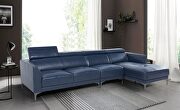 Sleek modern right-facing blue leather sectional by Beverly Hills additional picture 4
