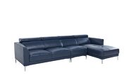 Sleek modern right-facing blue leather sectional by Beverly Hills additional picture 5