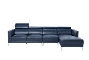 Sleek modern right-facing blue leather sectional by Beverly Hills additional picture 6