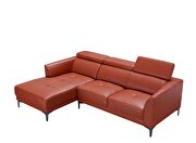 Sleek modern left-facing orange leather sectional by Beverly Hills additional picture 3