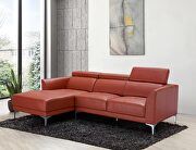 Sleek modern left-facing orange leather sectional by Beverly Hills additional picture 4
