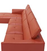 Sleek modern left-facing orange leather sectional by Beverly Hills additional picture 7
