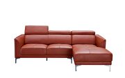 Sleek modern right-facing orange leather sectional by Beverly Hills additional picture 2
