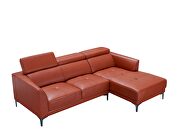 Sleek modern right-facing orange leather sectional by Beverly Hills additional picture 3