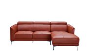 Sleek modern right-facing orange leather sectional by Beverly Hills additional picture 6