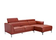 Sleek modern right-facing orange leather sectional by Beverly Hills additional picture 7