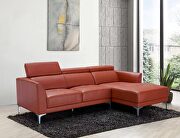 Sleek modern right-facing orange leather sectional by Beverly Hills additional picture 8
