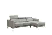 Sleek modern right-facing gray leather sectional by Beverly Hills additional picture 12