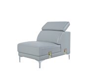 Sleek modern right-facing gray leather sectional couch by Beverly Hills additional picture 14