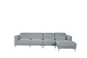 Sleek modern right-facing gray leather sectional by Beverly Hills additional picture 4
