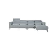 Sleek modern right-facing gray leather sectional by Beverly Hills additional picture 6