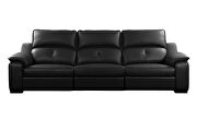 Thick black leather oversized recliner sofa w/ 2 recliners by Beverly Hills additional picture 2