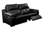 Thick black leather oversized recliner sofa w/ 2 recliners by Beverly Hills additional picture 11