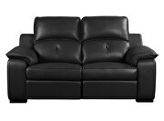 Thick black leather oversized recliner sofa w/ 2 recliners by Beverly Hills additional picture 5