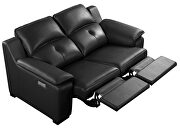 Thick black leather oversized recliner sofa w/ 2 recliners by Beverly Hills additional picture 6