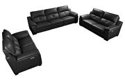 Thick black leather oversized recliner sofa w/ 2 recliners by Beverly Hills additional picture 9
