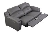 Thick gray leather oversized recliner sofa w/ 2 recliners by Beverly Hills additional picture 3