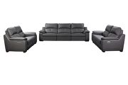 Thick gray leather oversized recliner sofa w/ 2 recliners by Beverly Hills additional picture 5