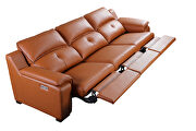 Thick orange leather oversized recliner sofa w/ 2 recliners by Beverly Hills additional picture 2