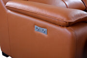 Thick orange leather oversized recliner sofa w/ 2 recliners by Beverly Hills additional picture 3