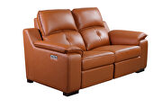 Thick orange leather oversized recliner sofa w/ 2 recliners by Beverly Hills additional picture 4