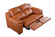 Thick orange leather oversized recliner sofa w/ 2 recliners by Beverly Hills additional picture 5