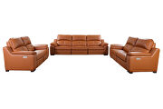 Thick orange leather oversized recliner sofa w/ 2 recliners by Beverly Hills additional picture 9
