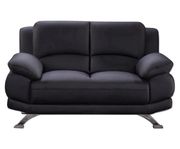 Black modern black leather sofa additional photo 3 of 4