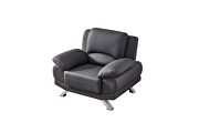Gray modern black leather sofa by Beverly Hills additional picture 6