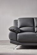 Gray modern black leather loveseat additional photo 4 of 6