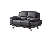 Gray modern black leather loveseat additional photo 5 of 6