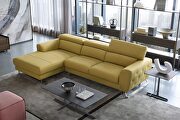 Motion headrests left-facing mustard leather sectional sofa by Beverly Hills additional picture 4