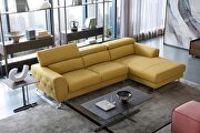 Motion headrests right-facing mustard leather sectional sofa by Beverly Hills additional picture 2