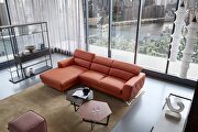 Motion headrests left-facing orange leather sectional sofa by Beverly Hills additional picture 4