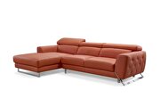 Motion headrests left-facing orange leather sectional sofa by Beverly Hills additional picture 5