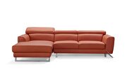 Motion headrests left-facing orange leather sectional sofa by Beverly Hills additional picture 10